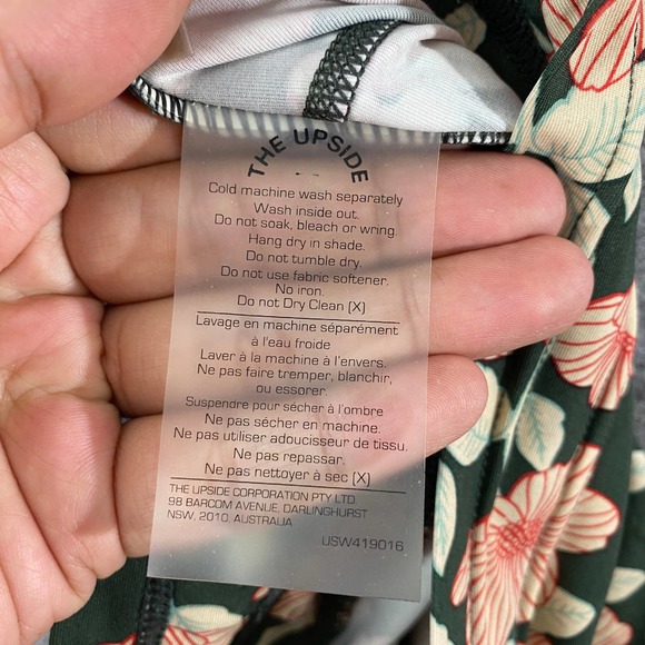 The Upside Leggings 4 Green Floral Poppy High Rise Drawstring Stretch - Picture 10 of 12